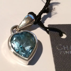 Sterling Silver Blue Topaz Heart Pendant P1044 NEW